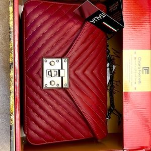 New Chiara Ferretti Ruby Genuine Italian Leather Chain Shoulder Strap Bag